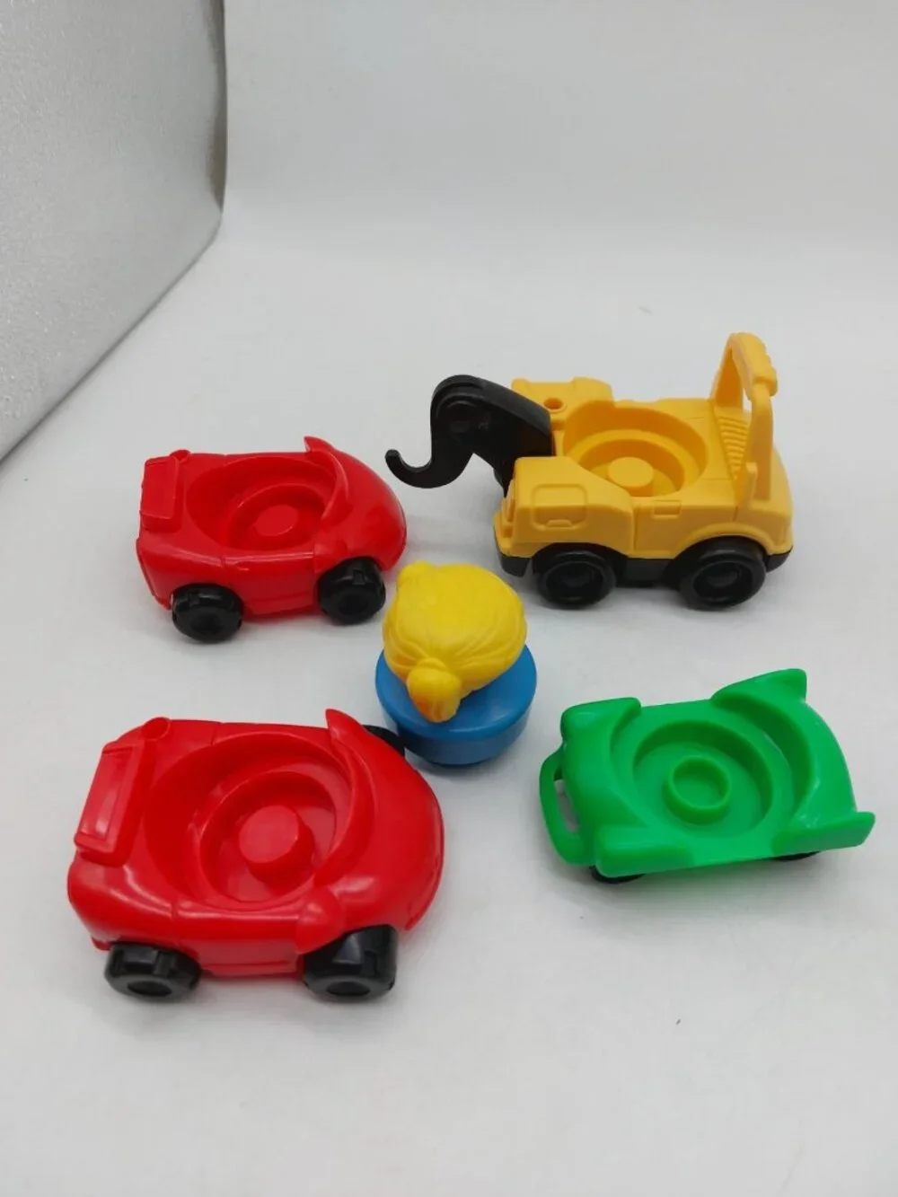 Fisher Price Vintage Chunky Little People 1 Girl Figure 4 Cars Lot Of 5